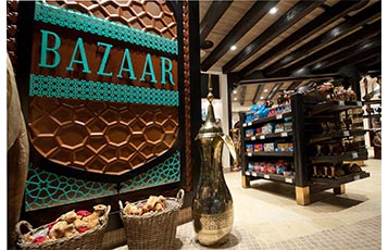 Bazaar is based on the style of a traditional souk where guests can buy last-minute Middle Eastern and Qatari souvenirs and gifts before they leave Doha.