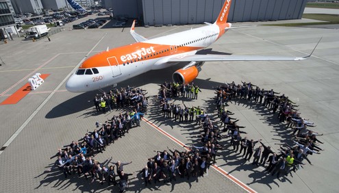 easyJet and Airbus celebrated the delivery of the airline’s 250th Airbus A320 family aircraft at a ceremony in Hamburg