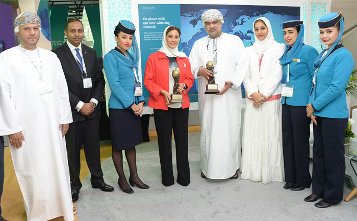 'Middle East's Leading Airline - Business Class' and 'Middle East's Leading Airline - Economy Class' awards for Oman Air at World Travel Awards Middle East 2015 