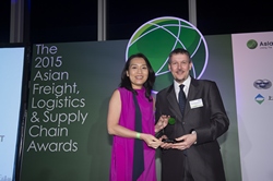 Alaina Shum, General Manager, Aviation Logistics of Airport Authority Hong Kong, receives the “Best Airport – Asia” award at the presentation ceremony held by Asia Cargo News.
