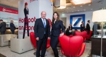 The café in “QII0 – Die Deutsche Bank der Zukunft” in Berlin’s Friedrichstrasse transformed into airberlin lounge