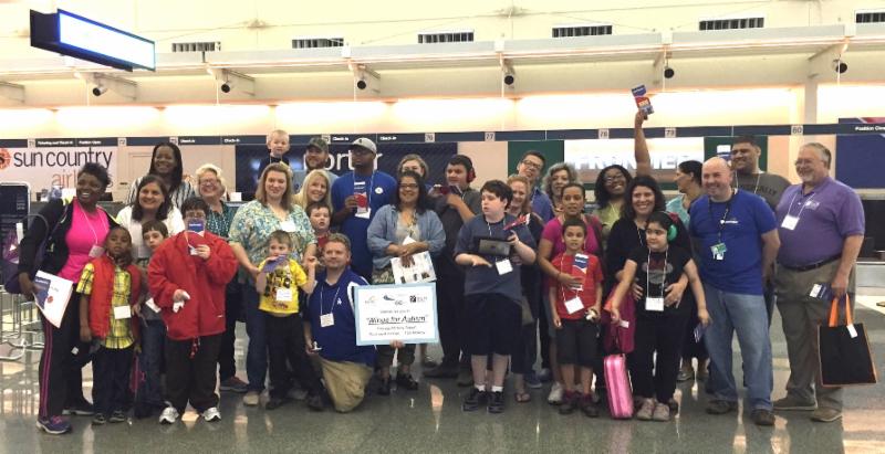 Wings for Autism community and volunteers to kick off an initiative with 20 children and their parents at Midway International Airport 