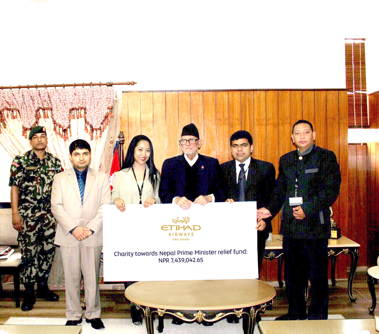 Etihad Airways’ employees raised almost AED 270,000 through company-wide campaign to help earthquake survivors in Nepal