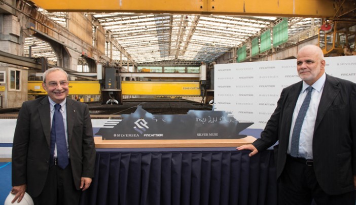 Silversea Cruises celebrated the start of construction of Silver Muse with the cutting of first steel at Fincantieri's Sestri Ponente shipyard in Genoa, Italy  