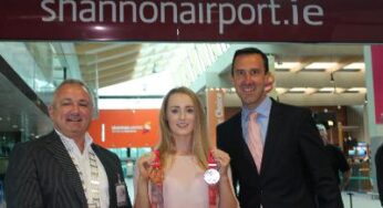 Olympic swimming qualifier Fiona Doyle from Limerick pictured at Shannon Airport on route to Calgary, Canada