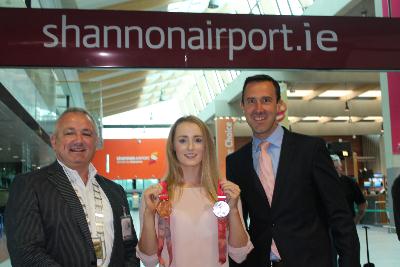Olympic swimming qualifier Fiona Doyle from Limerick pictured at Shannon Airport on route to Calgary, Canada 