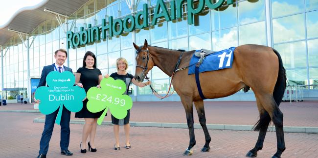 Doncaster Sheffield Airport, Aer Lingus and Doncaster Racecourse partner to raise awareness of the Aer Lingus winter Doncaster - Dublin route