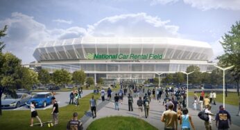 National Car Rental secures the naming rights to the new NFL stadium proposed to be built on the north riverfront of downtown St. Louis