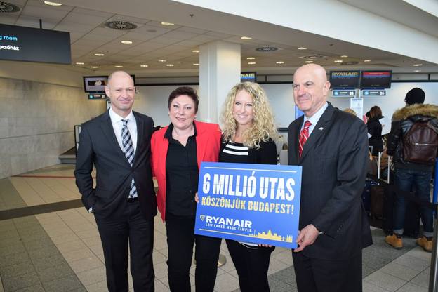 Budapest Airport: Ryanair celebrated its 6,000,000th customer since it commenced operations in 2007 