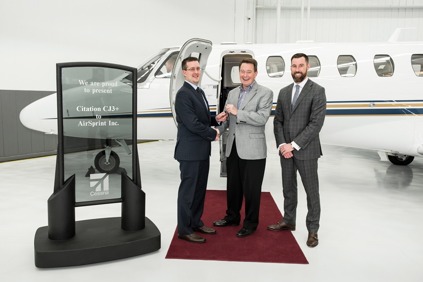 Cessna Aircraft Company delivers Canadian registered Cessna Citation CJ3+ aircraft to fractional operator AirSprint Inc. 