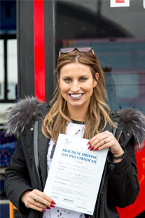 TV personality Ferne McCann achieves bus driving qualification as part of Stagecoach campaign to attract more female bus drivers 