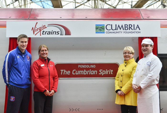 Virgin Trains unveils newly-named Pendolino train to recognise the people of Cumbria following the floods in December 2015  