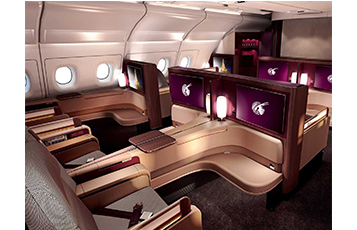 Qatar Airways' First Class cabin on board the A380