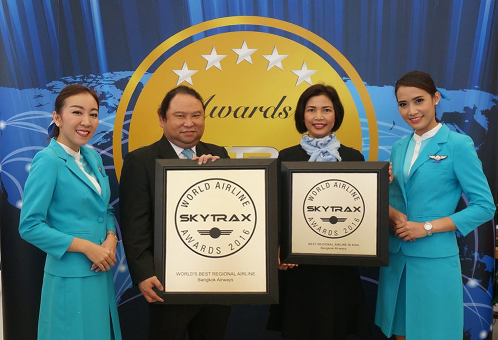 Bangkok Airways honored with "World's Best Regional Airline 2016" and "Best Regional Airline in Asia 2016" awards from Skytrax 