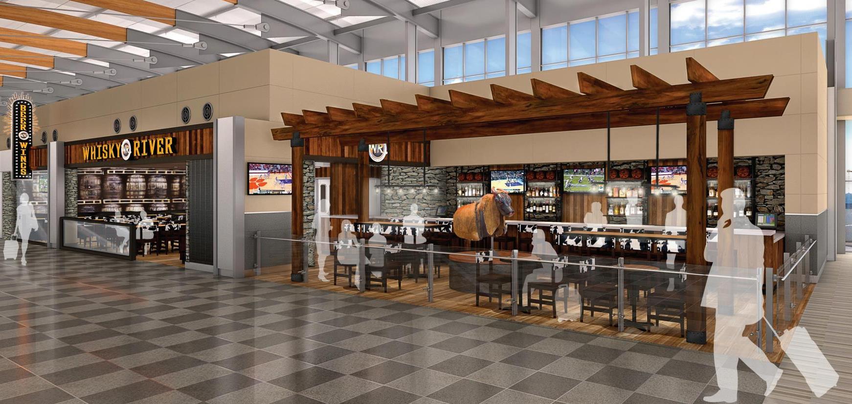 A rendering of the new Dale Jr’s Whisky River location at Raleigh-Durham International Airport.