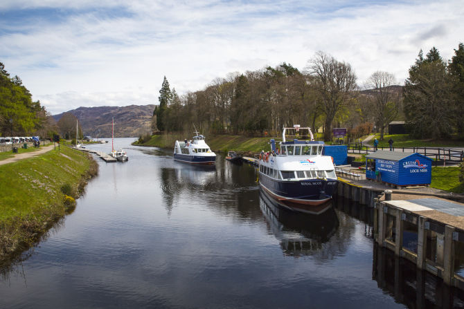 Cruise boats on the Caledonian Canal at Fort Augustus where it joins Loch Ness. Credit VisitScotland / Kenny Lam.