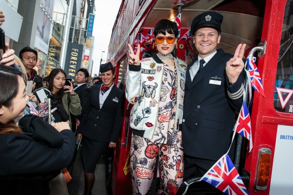 Pop star Jessie J boarded red London bus in Tokyo to help British Airways bring a slice of British culture to Japan