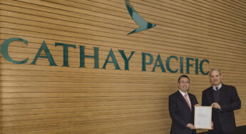 Cathay Pacific presented a Certificate of Excellence to Plaza Premium Group as recognition of their partnership