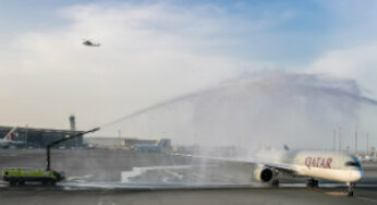 Qatar Airways celebrates the touchdown of the world’s first A350-1000 at its home and hub in Doha