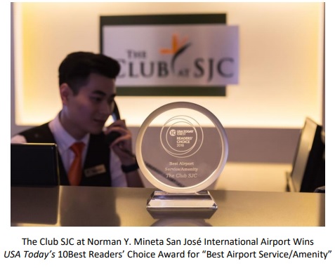 The Club SJC voted the No. 1 airport service and amenity by USA Today readers in the 2018 Reader’s Choice