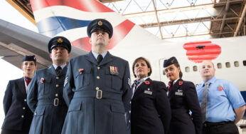 British Airways unveils a poppy decal on a Boeing 747 fuselage