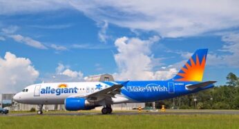 Allegiant debuts the new blue and white Make-A-Wish® logo on its Airbus A320 aircraft