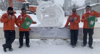 Macau Culinary Association team won second place in the 46th International Snow Sculpture Contest in Hokkaido, Japan