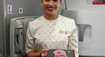 Qatar Airways marks Breast Cancer Awareness Month with an all-female crew, special ’Think Pink’ wristbands and limited edition pink amenity kits