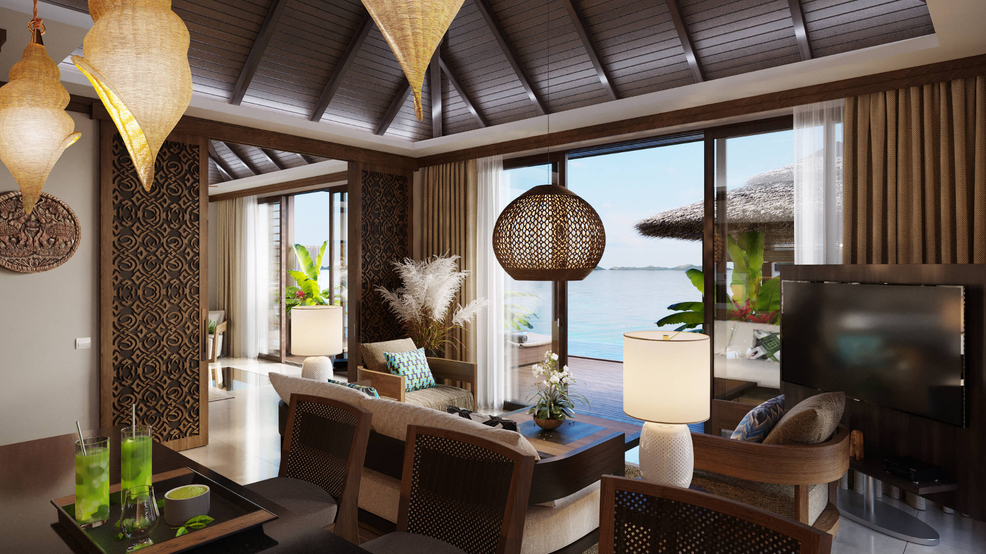The Pavilions El Nido, Palawan Island – Overwater Villa Living Area