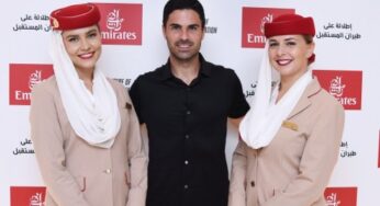 Arsenal FC’s Mikel Arteta visits Emirates’ pavilion at the Expo 2020 Dubai