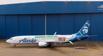 Alaska Airlines unveils newest special-edition aircraft showcasing Starbucks’ famous red cups filled with signature holiday drinks