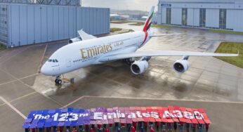 Emirates takes delivery of its 123rd Airbus A380 superjumbo jet