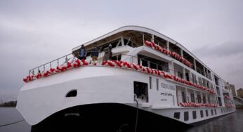 The 82-guest Viking Osiris, Viking’s newest ship for the Nile River, touched the water for the first time