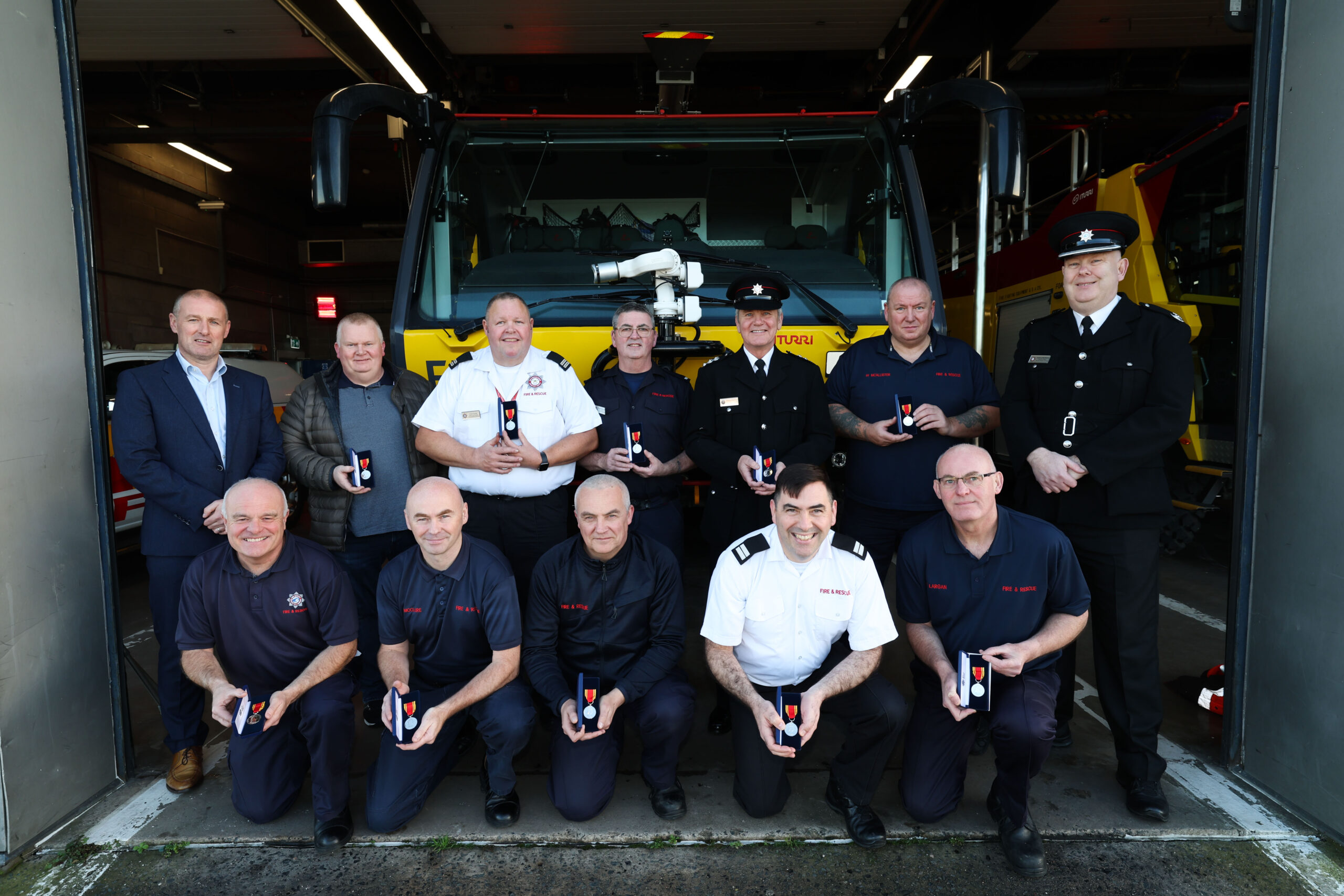 George Belfast City Airport firefighters awarded Long Service and Good Conduct Medals