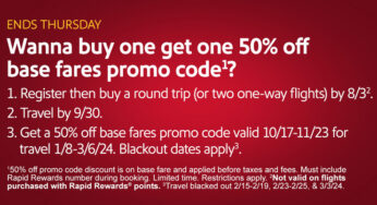 Southwest Airlines Launches Exciting Buy One, Get One 50% Off Base Fares Promotion for Travelers