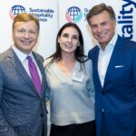 Lindsey Walter (Co-Founder, Weeva) with Glenn Mandziuk (CEO) and Wolfgang M. Neumann (Chair) of the Sustainable Hospitality Alliance