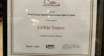 Celtic Tours Wins Best Group Department MAST Award Second Year in a Row